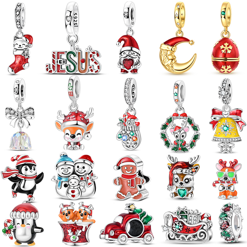 Elk Bugle Call - Abalorios navideños de plata de ley